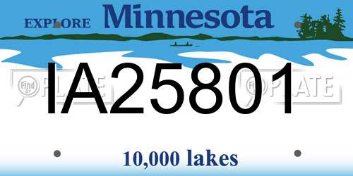 IA25801 Minnesota License Plate