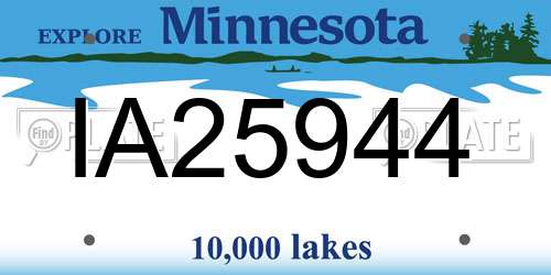 IA25944 Minnesota License Plate