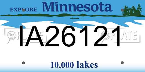 IA26121 Minnesota License Plate