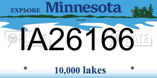 IA26166 Minnesota License Plate