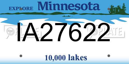 IA27622 Minnesota License Plate