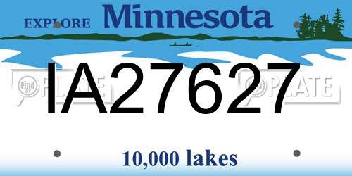 IA27627 Minnesota License Plate