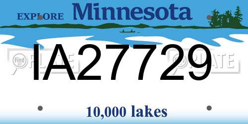 IA27729 Minnesota License Plate