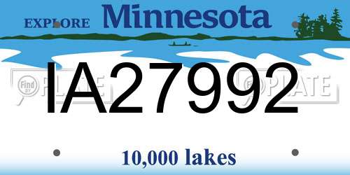 IA27992 Minnesota License Plate