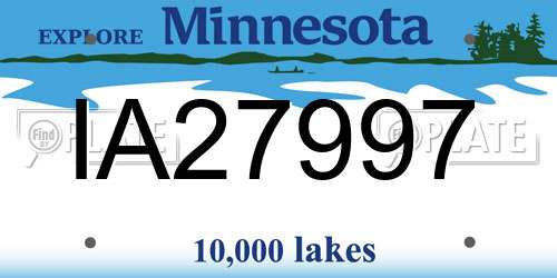 IA27997 Minnesota License Plate