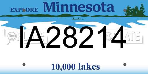IA28214 Minnesota License Plate