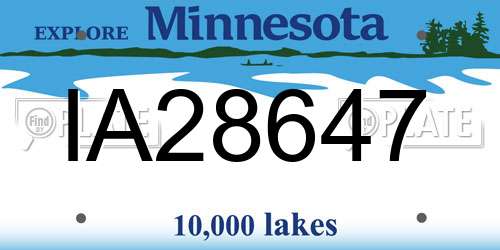 IA28647 Minnesota License Plate