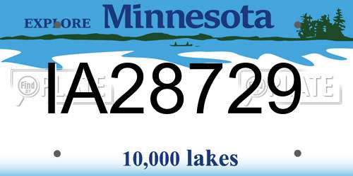 IA28729 Minnesota License Plate