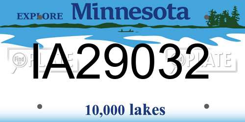 IA29032 Minnesota License Plate