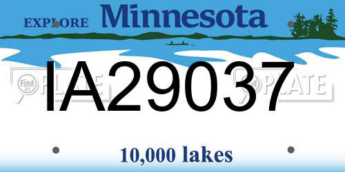 IA29037 Minnesota License Plate