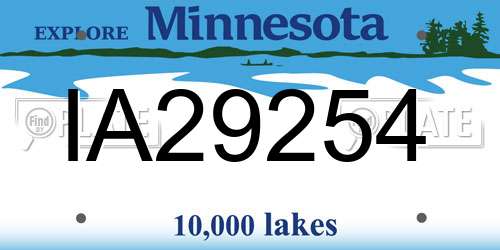 IA29254 Minnesota License Plate