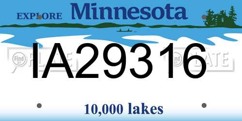 IA29316 Minnesota License Plate