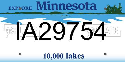 IA29754 Minnesota License Plate
