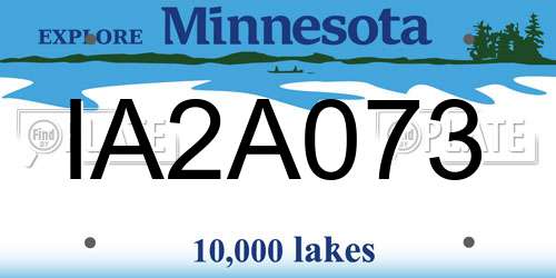 IA2A073 Minnesota License Plate