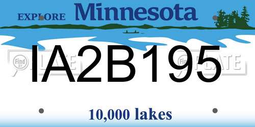 IA2B195 Minnesota License Plate