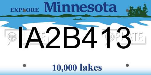 IA2B413 Minnesota License Plate