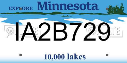 IA2B729 Minnesota License Plate