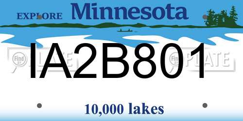 IA2B801 Minnesota License Plate