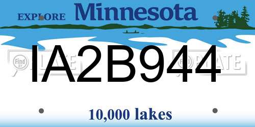 IA2B944 Minnesota License Plate