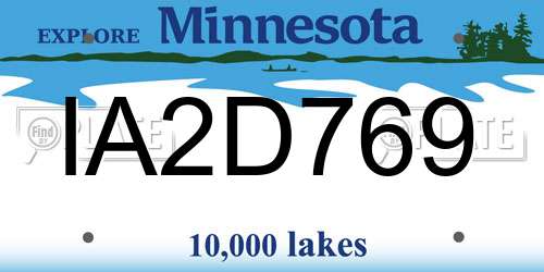 IA2D769 Minnesota License Plate