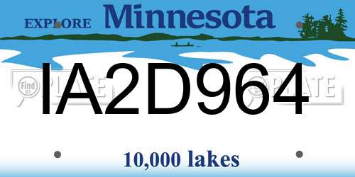IA2D964 Minnesota License Plate
