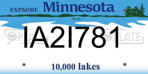 IA2I781 Minnesota License Plate
