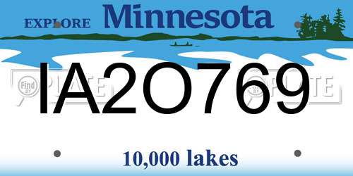 IA2O769 Minnesota License Plate