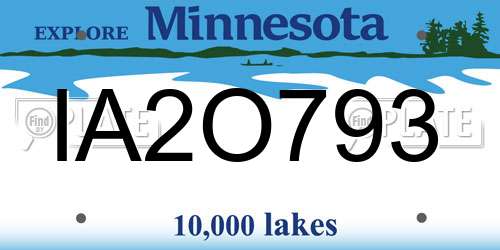 IA2O793 Minnesota License Plate
