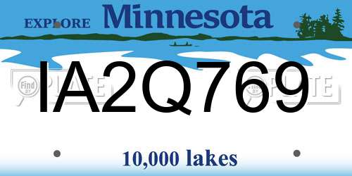 IA2Q769 Minnesota License Plate