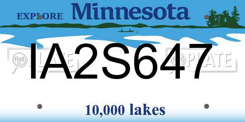 IA2S647 Minnesota License Plate