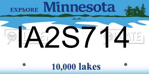 IA2S714 Minnesota License Plate