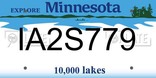 IA2S779 Minnesota License Plate