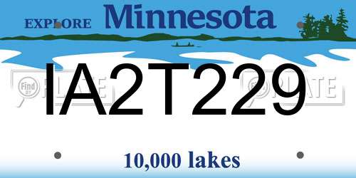 IA2T229 Minnesota License Plate
