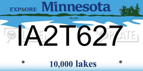 IA2T627 Minnesota License Plate