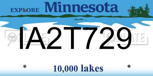 IA2T729 Minnesota License Plate