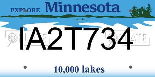 IA2T734 Minnesota License Plate