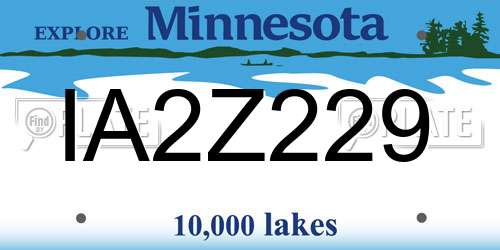 IA2Z229 Minnesota License Plate