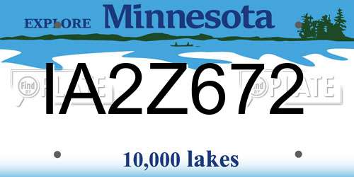 IA2Z672 Minnesota License Plate