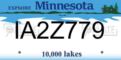 IA2Z779 Minnesota License Plate