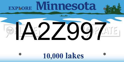 IA2Z997 Minnesota License Plate