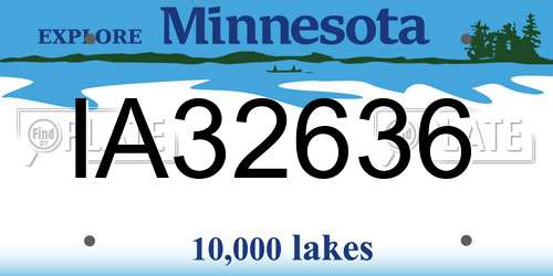 IA32636 Minnesota License Plate