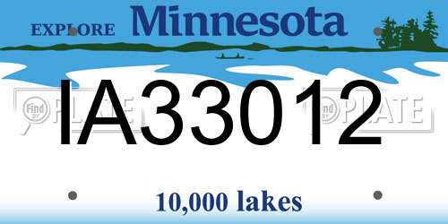 IA33012 Minnesota License Plate