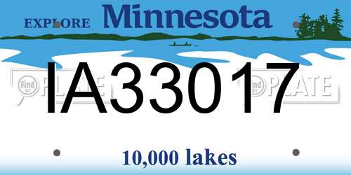 IA33017 Minnesota License Plate