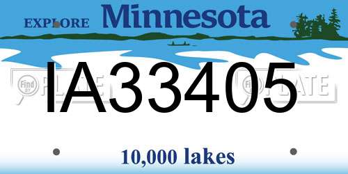 IA33405 Minnesota License Plate