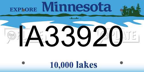 IA33920 Minnesota License Plate