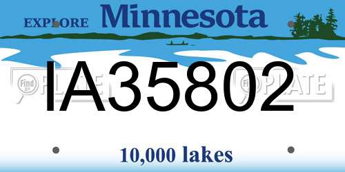 IA35802 Minnesota License Plate