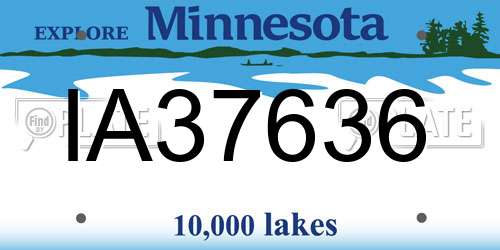 IA37636 Minnesota License Plate