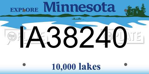 IA38240 Minnesota License Plate