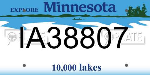 IA38807 Minnesota License Plate