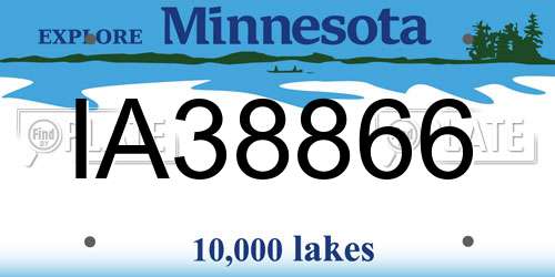 IA38866 Minnesota License Plate